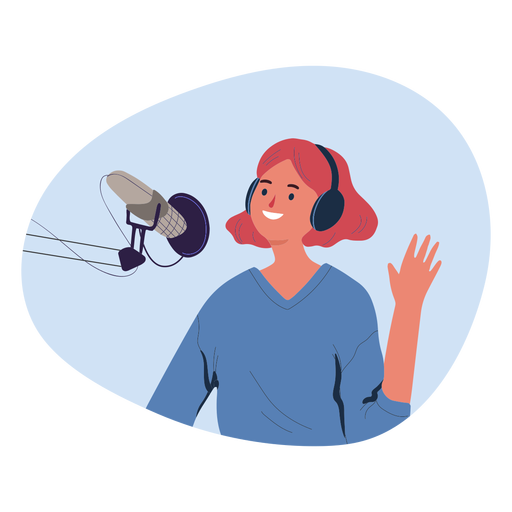 woman talking on podcast png